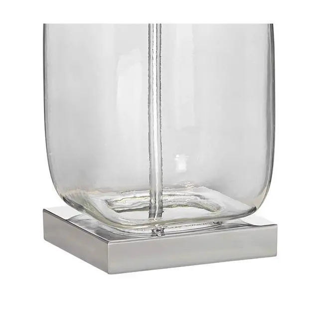 Alt view image 6 of 6 - Coastal Accent Table Lamps 21 3/4" High Set of 2 Brushed Steel Clear Glass Fillable White Drum Shade Decor for Living Room Bedroom House Bedside Nightstand Home Office Family