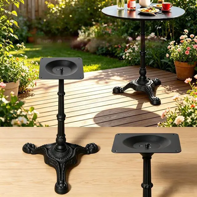 Alt view image 6 of 6 - Cast Iron Table Base Pedestal, Semi-Gloss Black Powder Coated, 27.95in H, Ornate Tripod Clawfoot, Pre-Drilled Mount Plate, Heavy Duty Furniture Leg Stand, 200kg Load, DIY Premium Decorative Table Leg