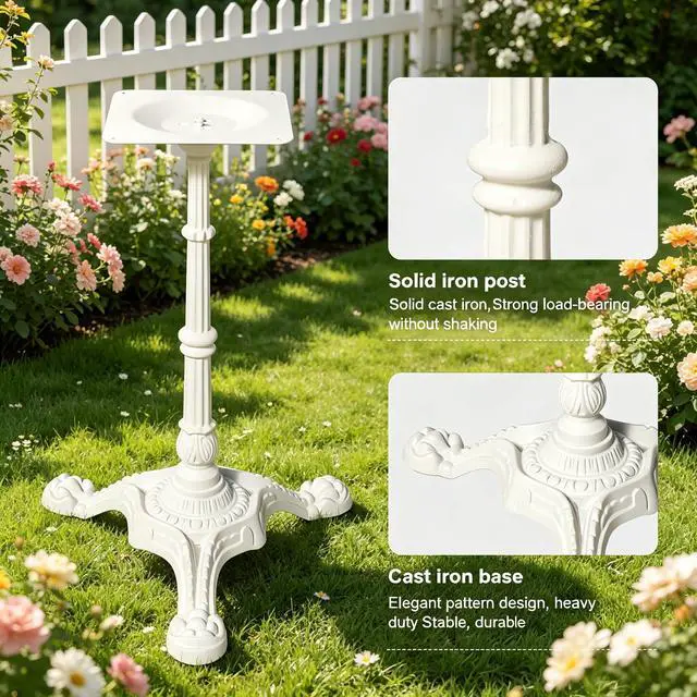 Alt view image 5 of 6 - Cast Iron Table Base Pedestal, Semi-Gloss White Powder Coated, 27.95in H, Ornate Tripod Clawfoot, Pre-Drilled Mount Plate, Heavy Duty Furniture Leg Stand, 200kg Load, DIY Premium Decorative Table Leg