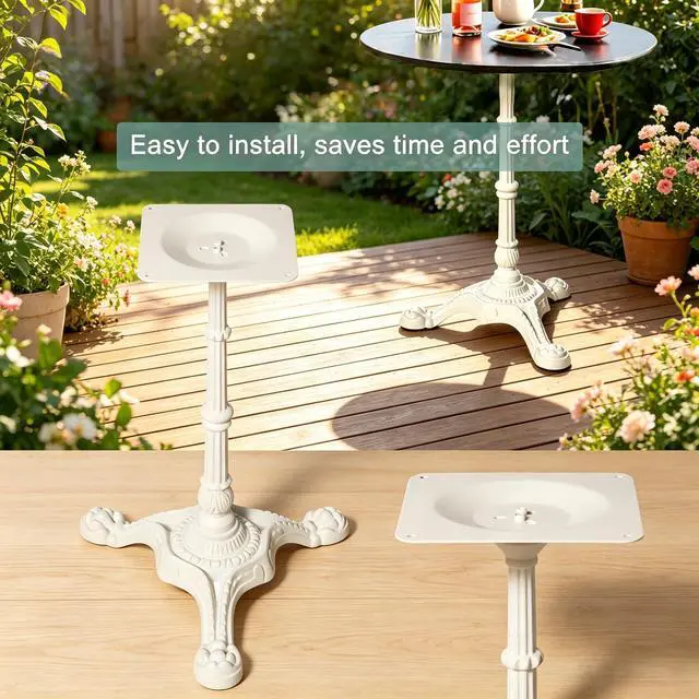 Alt view image 6 of 6 - Cast Iron Table Base Pedestal, Semi-Gloss White Powder Coated, 27.95in H, Ornate Tripod Clawfoot, Pre-Drilled Mount Plate, Heavy Duty Furniture Leg Stand, 200kg Load, DIY Premium Decorative Table Leg