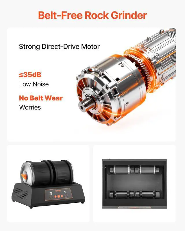 Alt view image 2 of 6 - Rock Tumbler Kit, 8 lbs Rock Polishing Kit, 4 Speed Settings 9-Day Polishing Timer Stone Polishing Kit, Double Barrel Rock Polisher with Adapter, Rock Polisher for Adults and Kids