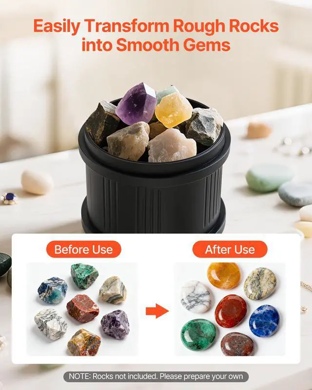 Alt view image 3 of 6 - Rock Tumbler Kit, 8 lbs Rock Polishing Kit, 4 Speed Settings 9-Day Polishing Timer Stone Polishing Kit, Double Barrel Rock Polisher with Adapter, Rock Polisher for Adults and Kids
