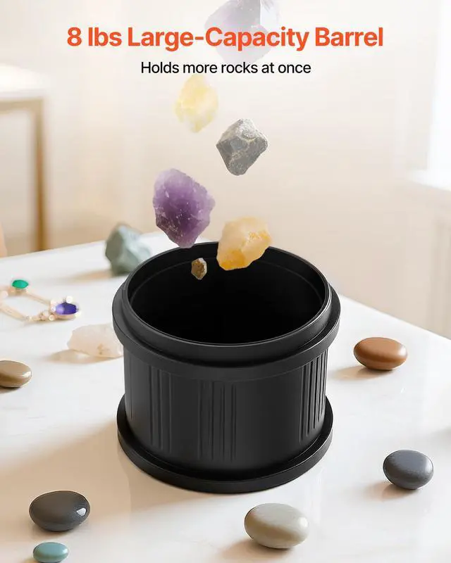 Alt view image 5 of 6 - Rock Tumbler Kit, 8 lbs Rock Polishing Kit, 4 Speed Settings 9-Day Polishing Timer Stone Polishing Kit, Double Barrel Rock Polisher with Adapter, Rock Polisher for Adults and Kids
