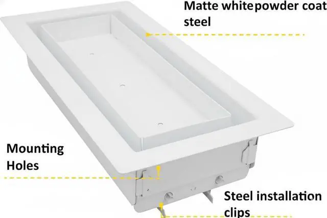Alt view image 4 of 6 - Premium Air Vent - 4x10 Drop in, Glacier White, Flush Mount Floor Register with Damper 4" x 10" White Modern Air Vent for AC and Heating Heavy Duty Steel (Case of 10)