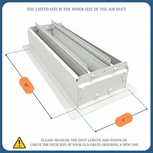 Alt view image 5 of 6 - Premium Air Vent - 4x10 Drop in, Glacier White, Flush Mount Floor Register with Damper 4" x 10" White Modern Air Vent for AC and Heating Heavy Duty Steel (Case of 10)