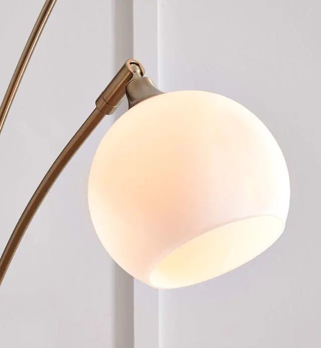 Alt view image 6 of 6 - Taliya Contemporary 95" Metal and White Marble Arc Floor Lamp with 5 Light Shades and Dimmer Switch, White & Champagne