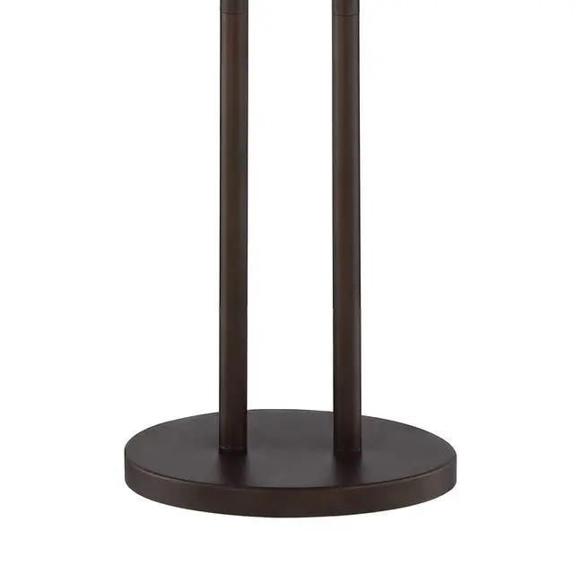 Alt view image 5 of 6 - Roscoe Modern Standing Floor Lamp 62" Tall Oil Rubbed Bronze Brown Twin Poles White Fabric Hardback Oval Shade Decor for Living Room Reading House Bedroom Office