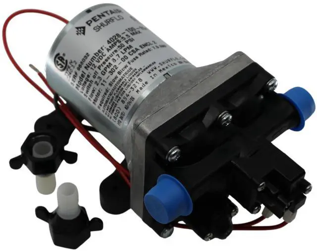 Main image of PENTAIR 4028-100-E54 Revolution 12V Water Pump, 2.3 GPM Diaphragm Pump, 50 PSI Automatic Demand, Self Priming 6 Ft, Run Dry Safe, RV Marine Camping Fresh Water Pump, 1/2 Inch NPSM Ports