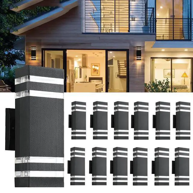 Main image of 12Pack 12inch LED Square Up&Down Outdoor Wall Lights,4000K Day White 14W Outdoor Wall Light Aluminum Body Waterproof IP65 led Porch Wall Light for House Patio Garage Garden