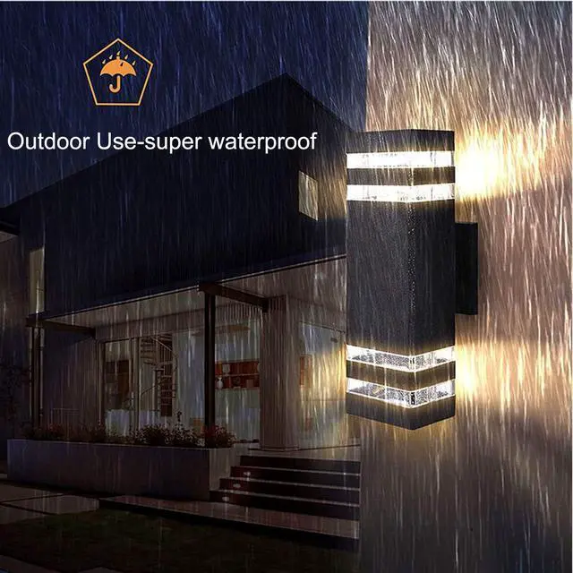 Alt view image 3 of 6 - 12Pack 12inch LED Square Up&Down Outdoor Wall Lights,4000K Day White 14W Outdoor Wall Light Aluminum Body Waterproof IP65 led Porch Wall Light for House Patio Garage Garden