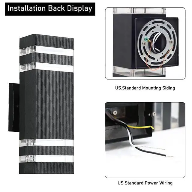 Alt view image 4 of 6 - 12Pack 12inch LED Square Up&Down Outdoor Wall Lights,4000K Day White 14W Outdoor Wall Light Aluminum Body Waterproof IP65 led Porch Wall Light for House Patio Garage Garden