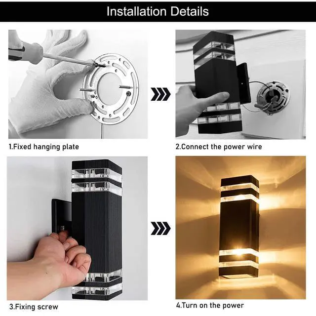 Alt view image 6 of 6 - 12Pack 12inch LED Square Up&Down Outdoor Wall Lights,4000K Day White 14W Outdoor Wall Light Aluminum Body Waterproof IP65 led Porch Wall Light for House Patio Garage Garden
