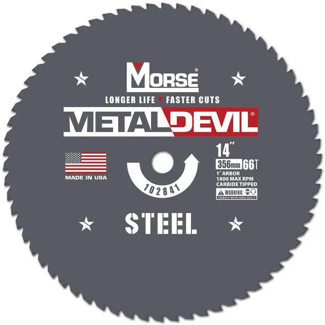 Main image of Morse Metal Devil CSM1466FSC, Circular Saw Blade, Carbide Tipped, Steel Cutting, 14 inch, 1 Pack
