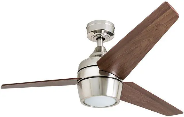 Main image of Ceiling Fans Eamon Modern 52 Inch Ceiling Fan with Light, Remote Control Fan, LED Indoor Fan with 3 Blades, Brown Maple and Black Blade Finish Options, Brushed Nickel (50604-01)