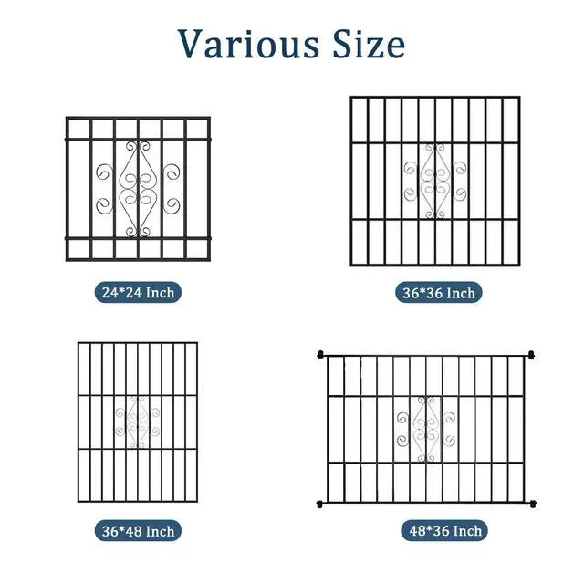 Alt view image 4 of 4 - 48-in x 36-in Black Magnum Heavy-Duty Window Bars Safety Guards for Childen, Outdoor Prevent Burglary Window Security Bars