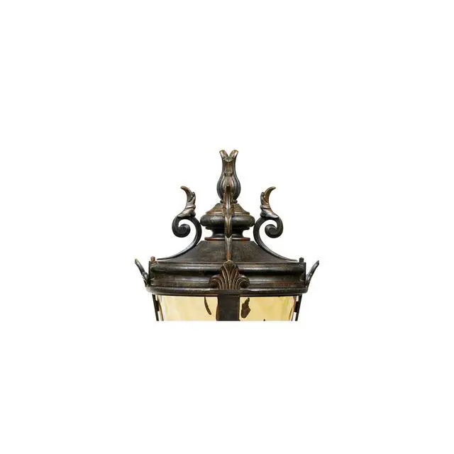 Alt view image 5 of 5 - Marseille Rustic Industrial Post Light Pier Mount Fixture Veranda Bronze Scroll 27" Champagne Hammered Glass for Exterior House Porch Patio Outside Deck Garage Garden Walkway