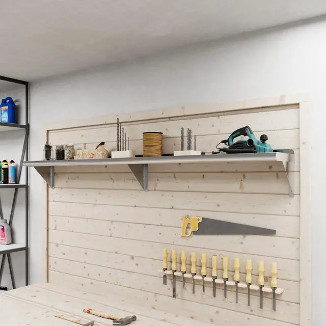 Alt view image 5 of 6 - 10 in. x 72 in. Stainless Steel Wall Shelf | NSF | Metal Shelving | Garage, Laundry, Storage, Utility Room | Restaurant, Commercial Kitchen