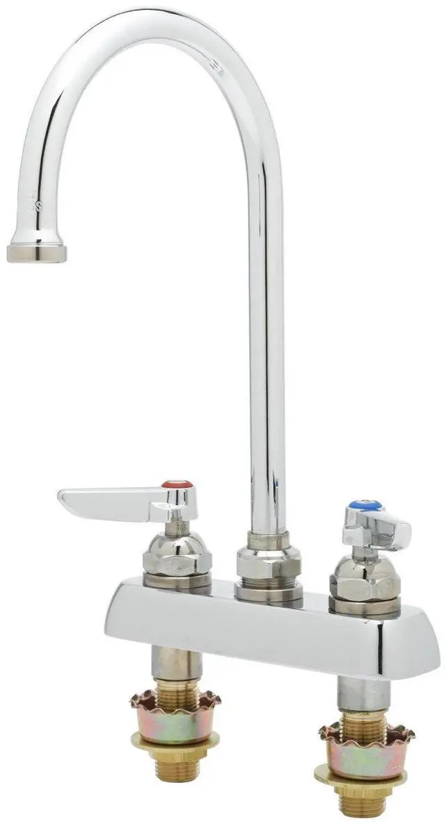 Main image of B-1141-XS B-1141-Xs, Workboard Faucet, Deck Mount, 4-Inch Centers, Swivel Gooseneck, Lever Handles, 2-Inch Shanks, Chrome