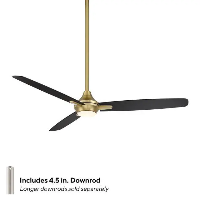 Alt view image 2 of 6 - WAC F-060L-SB/MB Blitzen 54" Outdoor Ceiling Fan with LED Lights and Remote, Soft Brass Matte Black