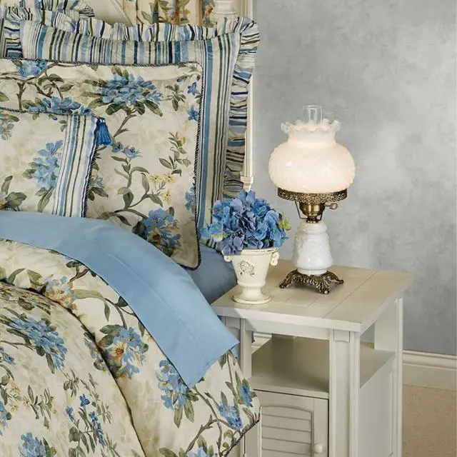 Alt view image 5 of 5 - Mindy Hobnail Glass Table Lamp, White Shade | Handcrafted Globe, Blown by Hand, Hurricane Chimney Style, Victorian Design, 3-Way Lighting, 20.5" H