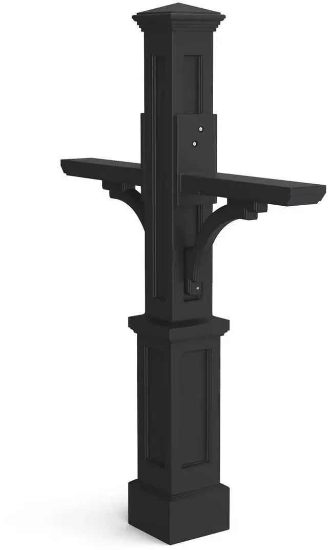 Main image of Newport Plus Double Arm Mail Post - Black - Dimensions: 8in L x 41.3in W x 56.5in H - Post & Arm Included (5814-B)
