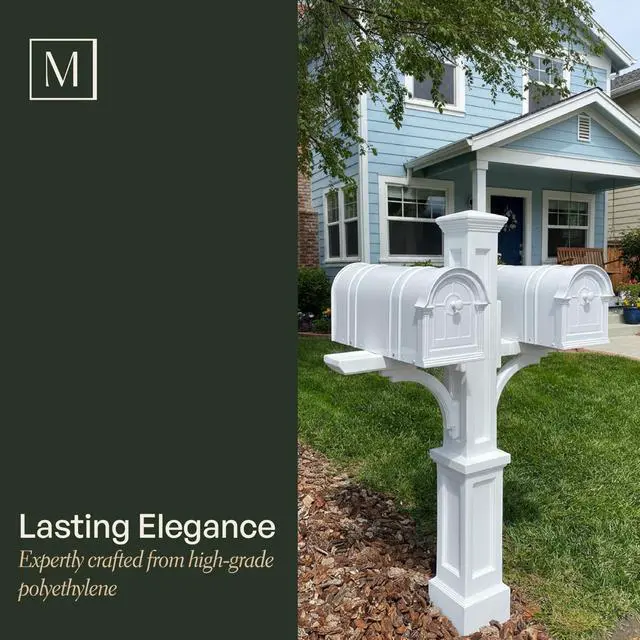 Alt view image 3 of 6 - Newport Plus Double Arm Mail Post - Black - Dimensions: 8in L x 41.3in W x 56.5in H - Post & Arm Included (5814-B)