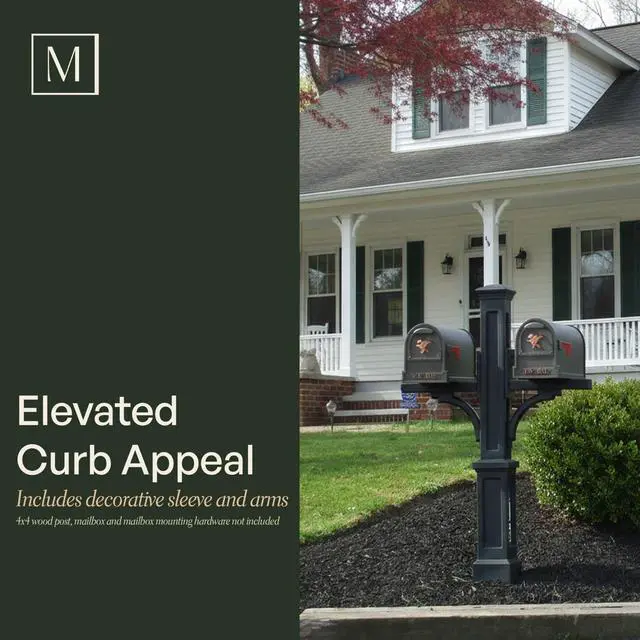 Alt view image 5 of 6 - Newport Plus Double Arm Mail Post - Black - Dimensions: 8in L x 41.3in W x 56.5in H - Post & Arm Included (5814-B)