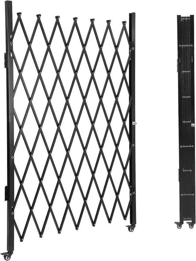 Main image of Single Folding Security Door, 85 in H x 95 in W Portable Flexible Expandable Fence Gate, Steel Accordion Security Gate with 360°Rolling Wheel - Ideal for Courtyards, Garages, Gardens