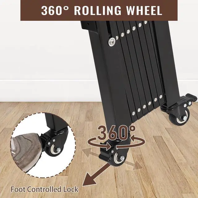 Alt view image 5 of 6 - Single Folding Security Door, 85 in H x 95 in W Portable Flexible Expandable Fence Gate, Steel Accordion Security Gate with 360°Rolling Wheel - Ideal for Courtyards, Garages, Gardens