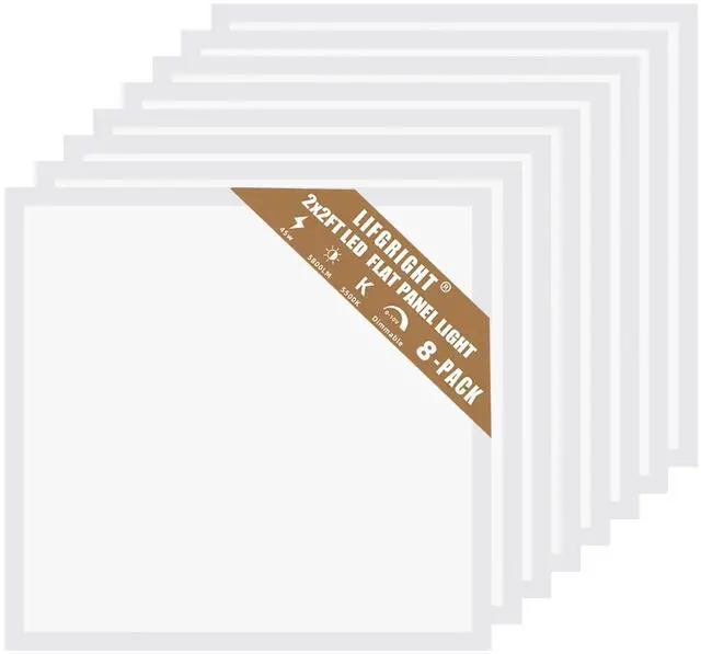 Main image of 2x2 LED Flat Panel Light Drop Ceiling Office Fixture, 8 Pack 45W,5800LM, Edge-Lit 2x2FT LED Drop Ceiling Light Fixtures,5000K Daylight White,0-10V ETL Listed,Works from 110-277V AC