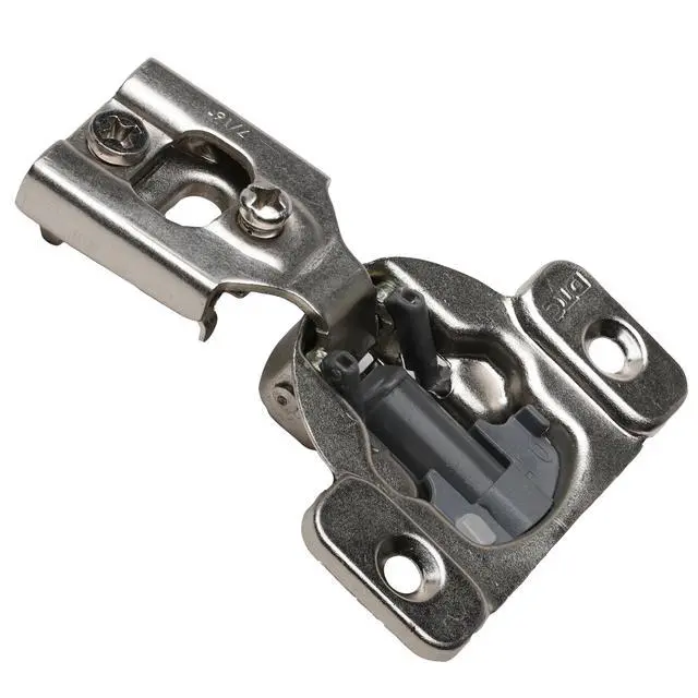 Main image of 100 Pack Hardware 105-Degree Opening Angle 7/16" (11mm) Overlay Screw-On 2-Cam, 6 Way Adjustable Soft-Close Face Frame Cabinet Hinges, Nickel Plated Finish - H8Q045H