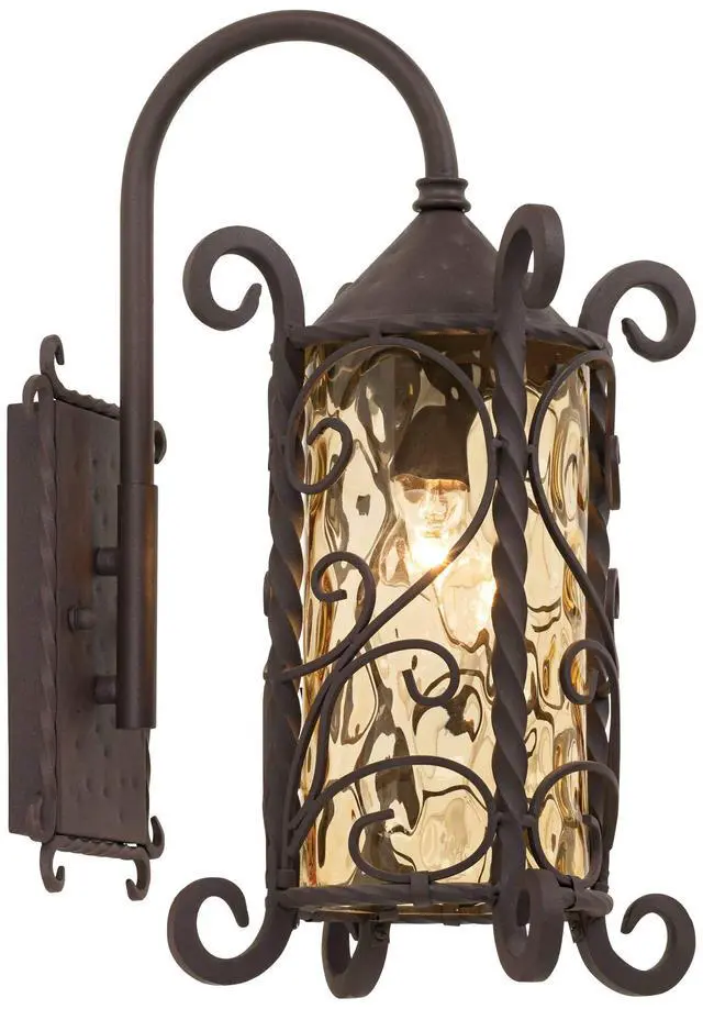 Alt view image 2 of 6 - Casa Seville Rustic Outdoor Wall Light Fixture Dark Walnut Twists 18 1/2" Champagne Hammered Glass for Exterior House Porch Patio Outside Deck Garage Yard Front Door Garden Home