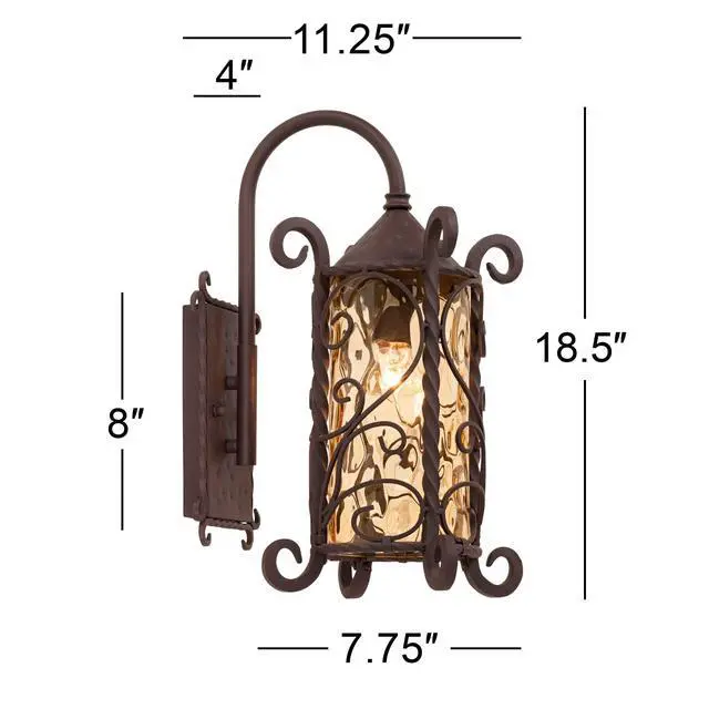 Alt view image 4 of 6 - Casa Seville Rustic Outdoor Wall Light Fixture Dark Walnut Twists 18 1/2" Champagne Hammered Glass for Exterior House Porch Patio Outside Deck Garage Yard Front Door Garden Home
