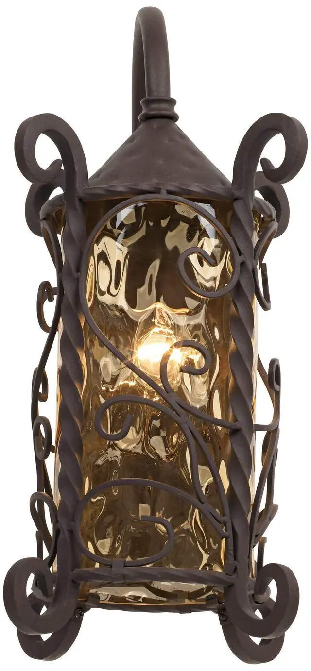 Alt view image 5 of 6 - Casa Seville Rustic Outdoor Wall Light Fixture Dark Walnut Twists 18 1/2" Champagne Hammered Glass for Exterior House Porch Patio Outside Deck Garage Yard Front Door Garden Home