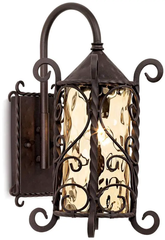 Alt view image 6 of 6 - Casa Seville Rustic Outdoor Wall Light Fixture Dark Walnut Twists 18 1/2" Champagne Hammered Glass for Exterior House Porch Patio Outside Deck Garage Yard Front Door Garden Home