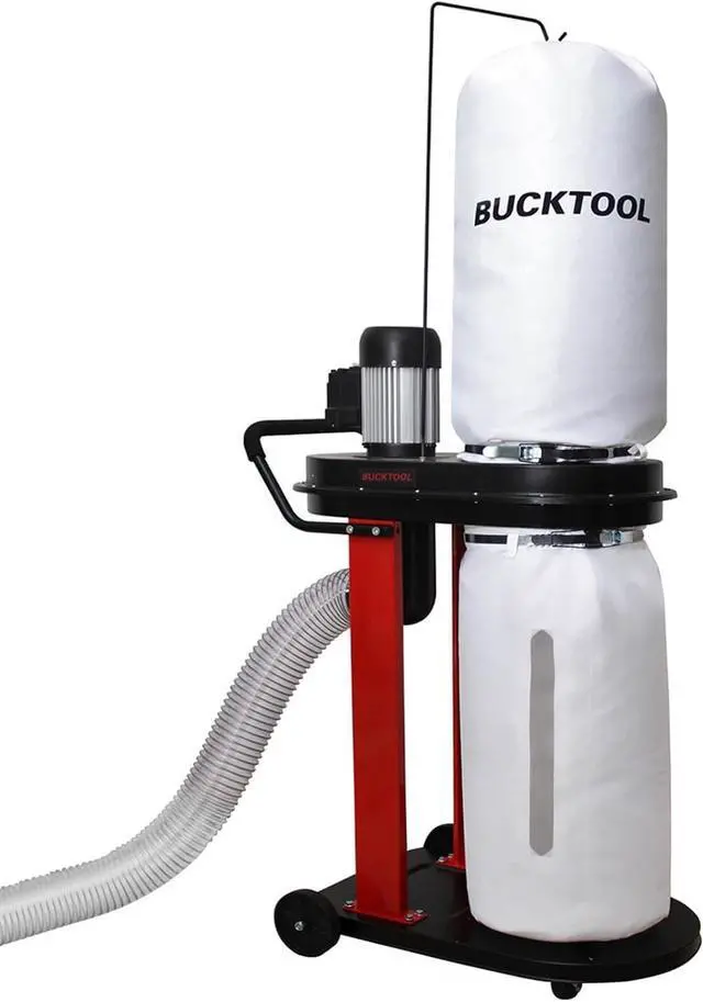 Main image of 1.2HP Auto-Start Dust Collector, Woodworking Dust Extraction with 3 Bags, 5.4-Cubic-Foot Capacity, 5-Piece Reducer & 5ft Flexible Hose