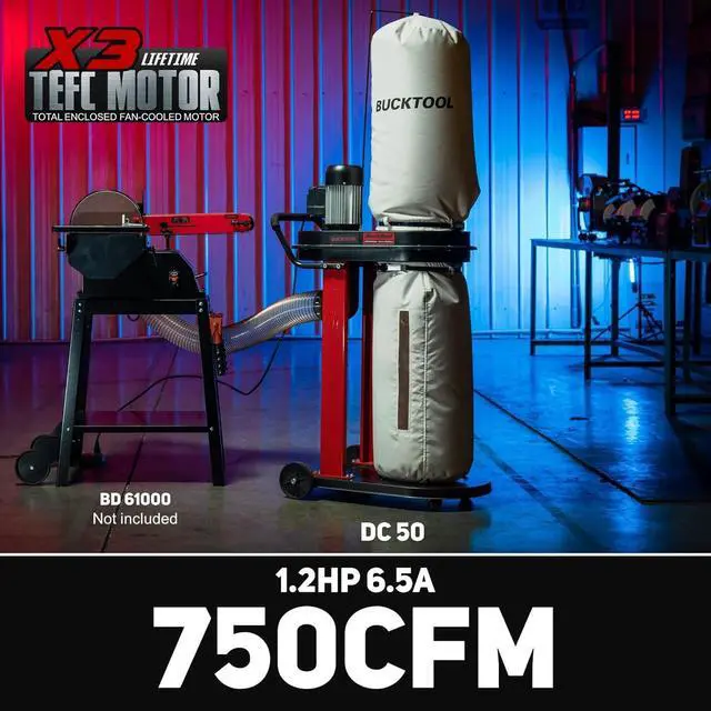 Alt view image 3 of 6 - 1.2HP Auto-Start Dust Collector, Woodworking Dust Extraction with 3 Bags, 5.4-Cubic-Foot Capacity, 5-Piece Reducer & 5ft Flexible Hose