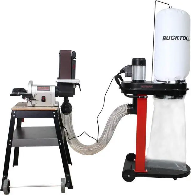 Alt view image 5 of 6 - 1.2HP Auto-Start Dust Collector, Woodworking Dust Extraction with 3 Bags, 5.4-Cubic-Foot Capacity, 5-Piece Reducer & 5ft Flexible Hose