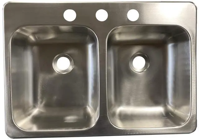 Main image of Class A Customs | 25" X 17" X 5" Stainless Steel Double Bowl Sink | 300 Series Stainless Steel | RV Camper Motor Home Sink | Concession Sink