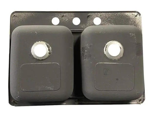 Alt view image 4 of 6 - Class A Customs | 25" X 17" X 5" Stainless Steel Double Bowl Sink | 300 Series Stainless Steel | RV Camper Motor Home Sink | Concession Sink