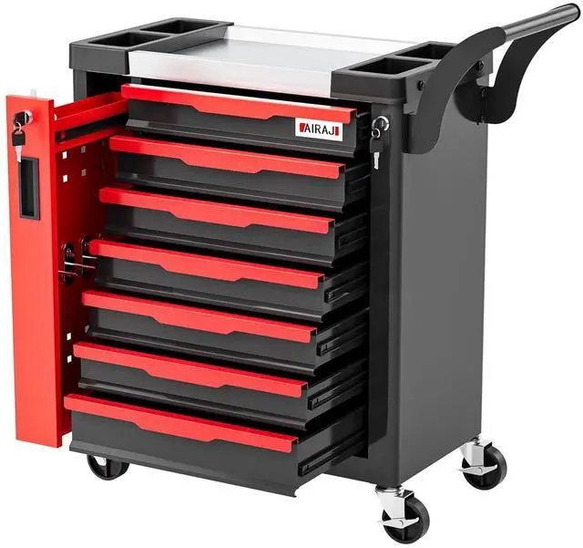 Main image of 7-Drawer Tool Chest with Wheels, Rolling Tool Chest with Side Drawer,Tool Cabinet Drawers lockable,Tool Cart with Top compartment,for Garage Storage,Workshop,Home,Safety Rounded Corner Anti-collision