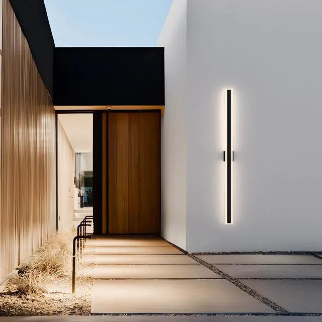 Alt view image 3 of 6 - 63 Inch Long Outdoor Wall Lights Modern Exterior Lighting Fixtures for House, Waterproof 3000K 48W 2400LM LED Linear Outdoor Wall Sconces Lighting for Porch Patio Garage Door Yard Indoor