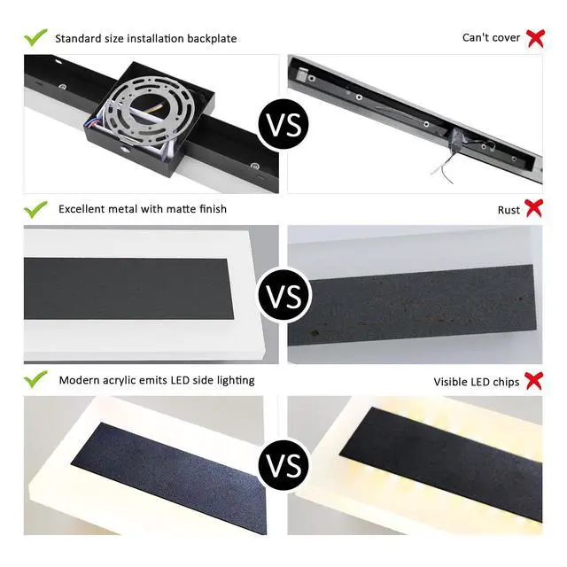 Alt view image 5 of 6 - 63 Inch Long Outdoor Wall Lights Modern Exterior Lighting Fixtures for House, Waterproof 3000K 48W 2400LM LED Linear Outdoor Wall Sconces Lighting for Porch Patio Garage Door Yard Indoor
