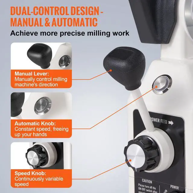 Alt view image 5 of 6 - [ { "text": "Vevor Al-310S Power Feed X-Axis 450 in-lb Torque,Power Feed Milling Machine 0-200PRM, Power Table Feed Mill 110V,for Bridgeport and Similar Knee Type Milling Machines - ", "type": "text"