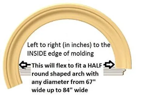 Alt view image 3 of 6 - #444: Flexible Casing Molding: 11/16" Thick x 3.25" Wide - PRE Curved to fit Half Round Windows 67" to 84" Diameter