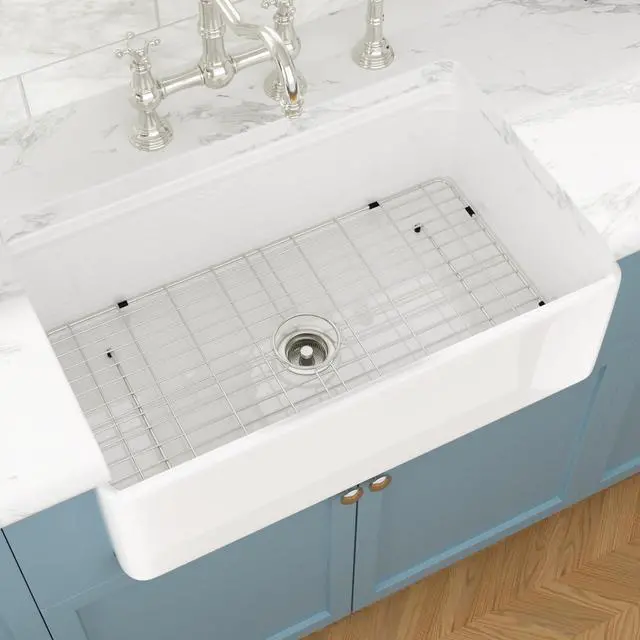 Alt view image 3 of 6 - White Farmhouse Sink - 33 Inch Fireclay Farm Kitchen Sink Undermount Workstation 33x20 Inch Single Bowl Apron Front Ceramic Farmer Barn Sinks Basin with Accessories