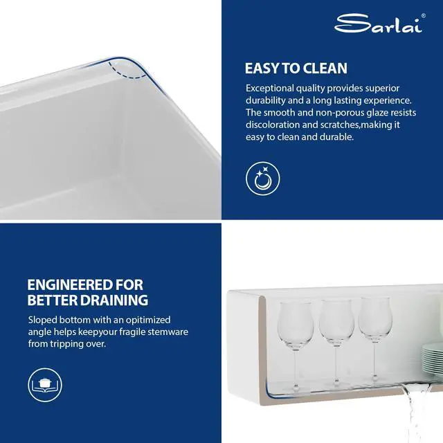 Alt view image 6 of 6 - White Farmhouse Sink - 33 Inch Fireclay Farm Kitchen Sink Undermount Workstation 33x20 Inch Single Bowl Apron Front Ceramic Farmer Barn Sinks Basin with Accessories