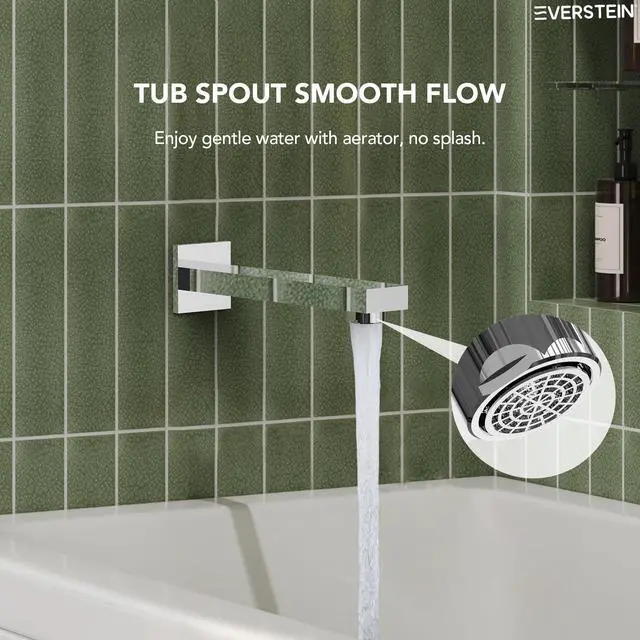 Alt view image 6 of 6 - Shower Tub Faucet Set, 10" Bathroom Rainfall Shower Head Fixtures Combo with Handheld Spray and Tub Spout, Chrome (Valve Included)