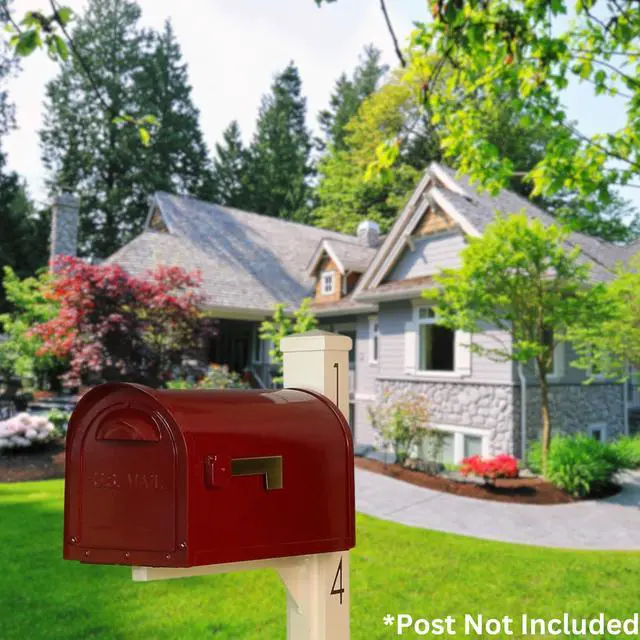 Alt view image 2 of 6 - Special Lite Modern Dylan Curbside Mailbox - Wine Aluminum Mailbox for Post Mount - SCD-1008-WIN