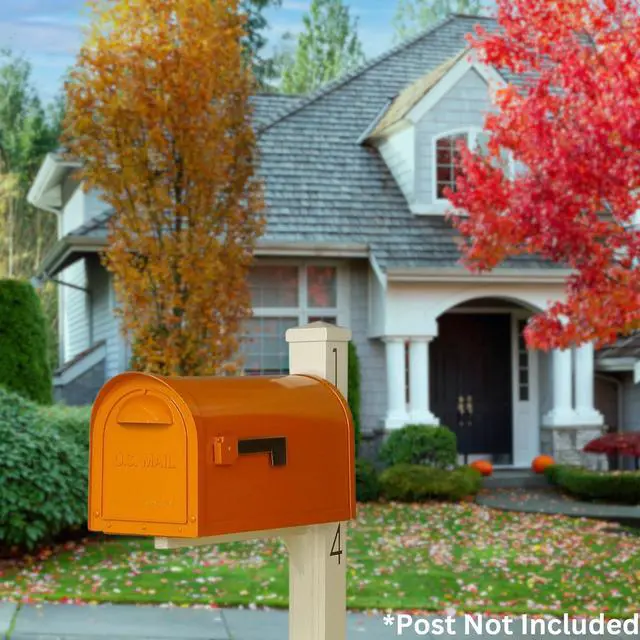 Alt view image 2 of 6 - Special Lite Modern Dylan Curbside Mailbox - Orange Aluminum Mailbox for Post Mount - SCD-1008-ORG